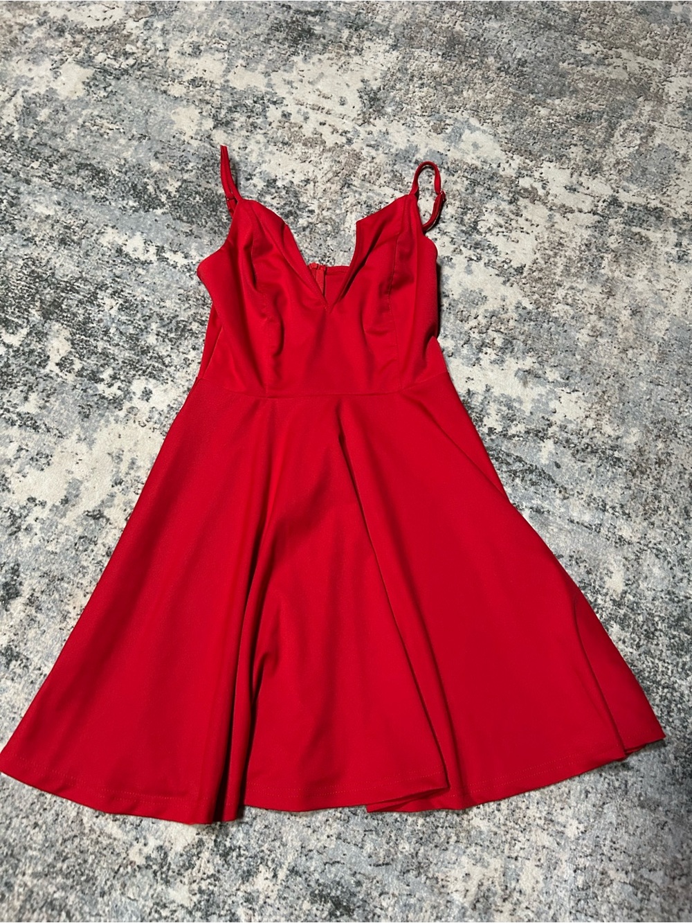 Chic Red V-Neck Mini Dress with Spaghetti Straps